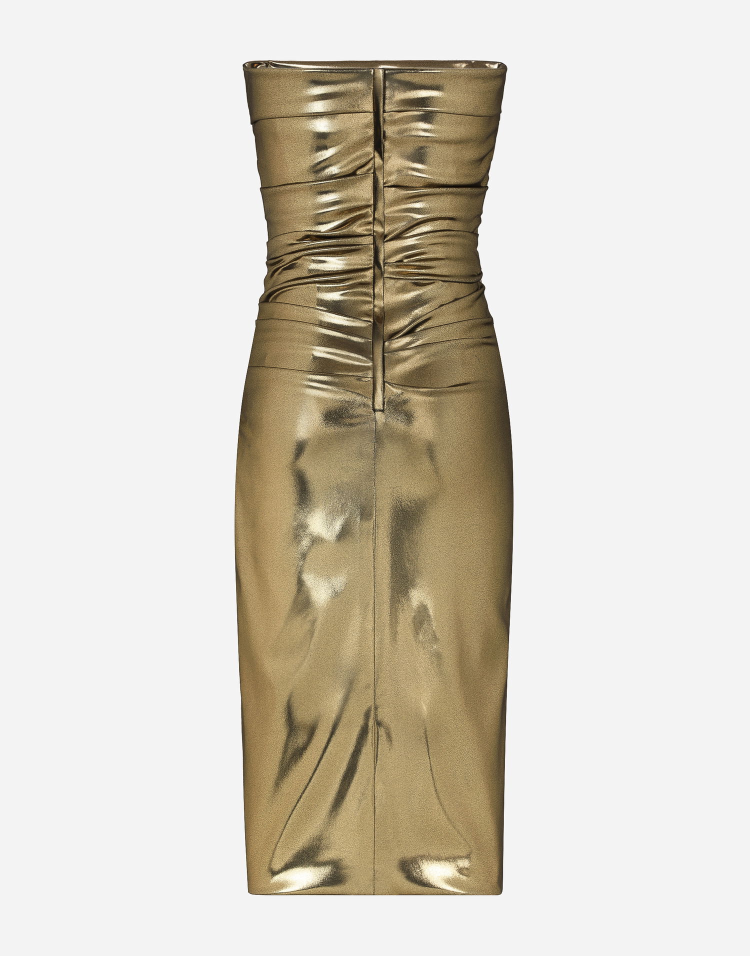 Šaty Dolce & Gabbana Foiled Satin Strapless Calf-Length Dress Metalická | F6DHITFURMTS0997, 1