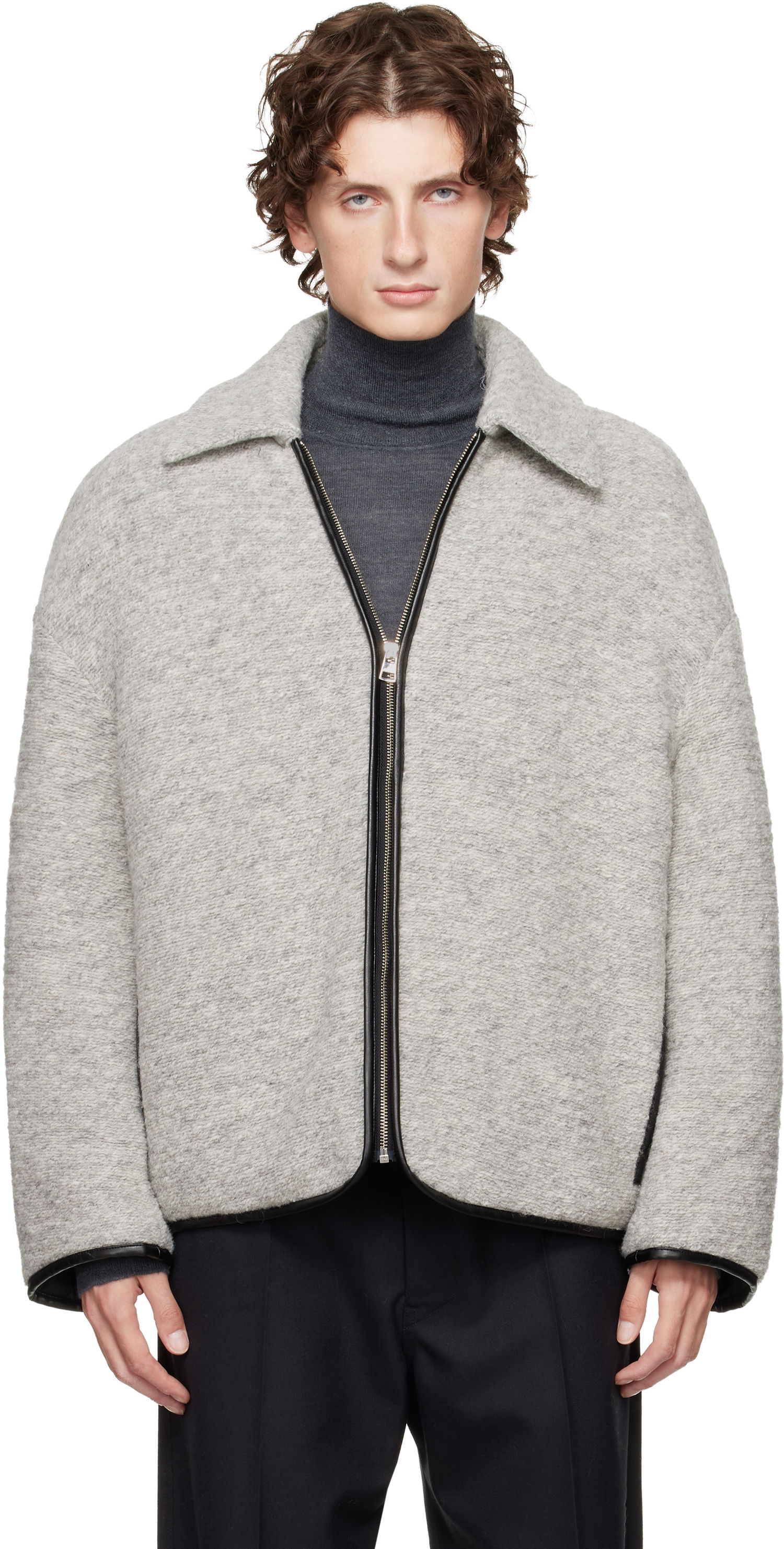 Bunda JW Anderson JW Anderson Contrast Trim Full-Zip Jacket Šedá | JK0394-PG1820, 0