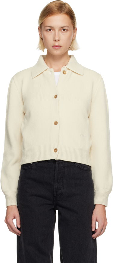 Sveter A.P.C. Cropped Knit Polo Collar Cardigan Biela | WVBDN-F22315, 0