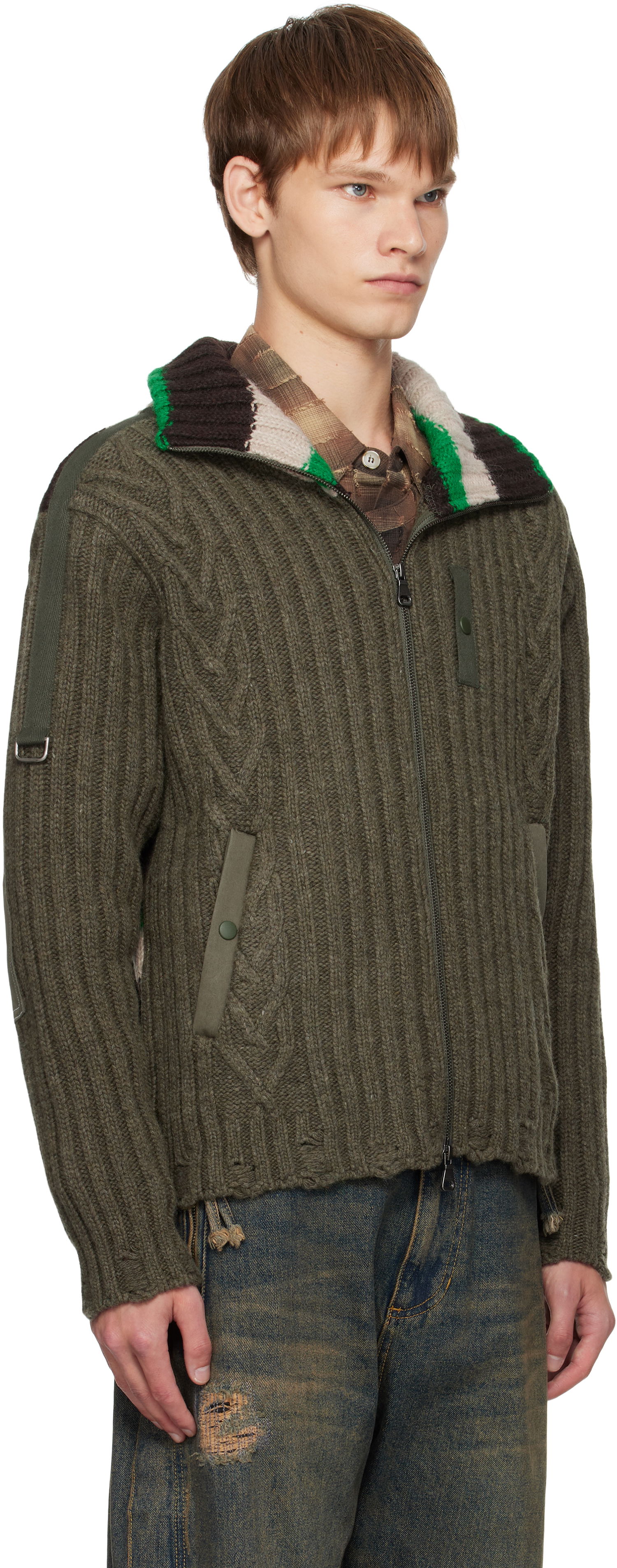 Sveter Andersson Bell Andersson Bell Stripe High-Neck Zip-Up Sweater Zelené | atb1344m, 1