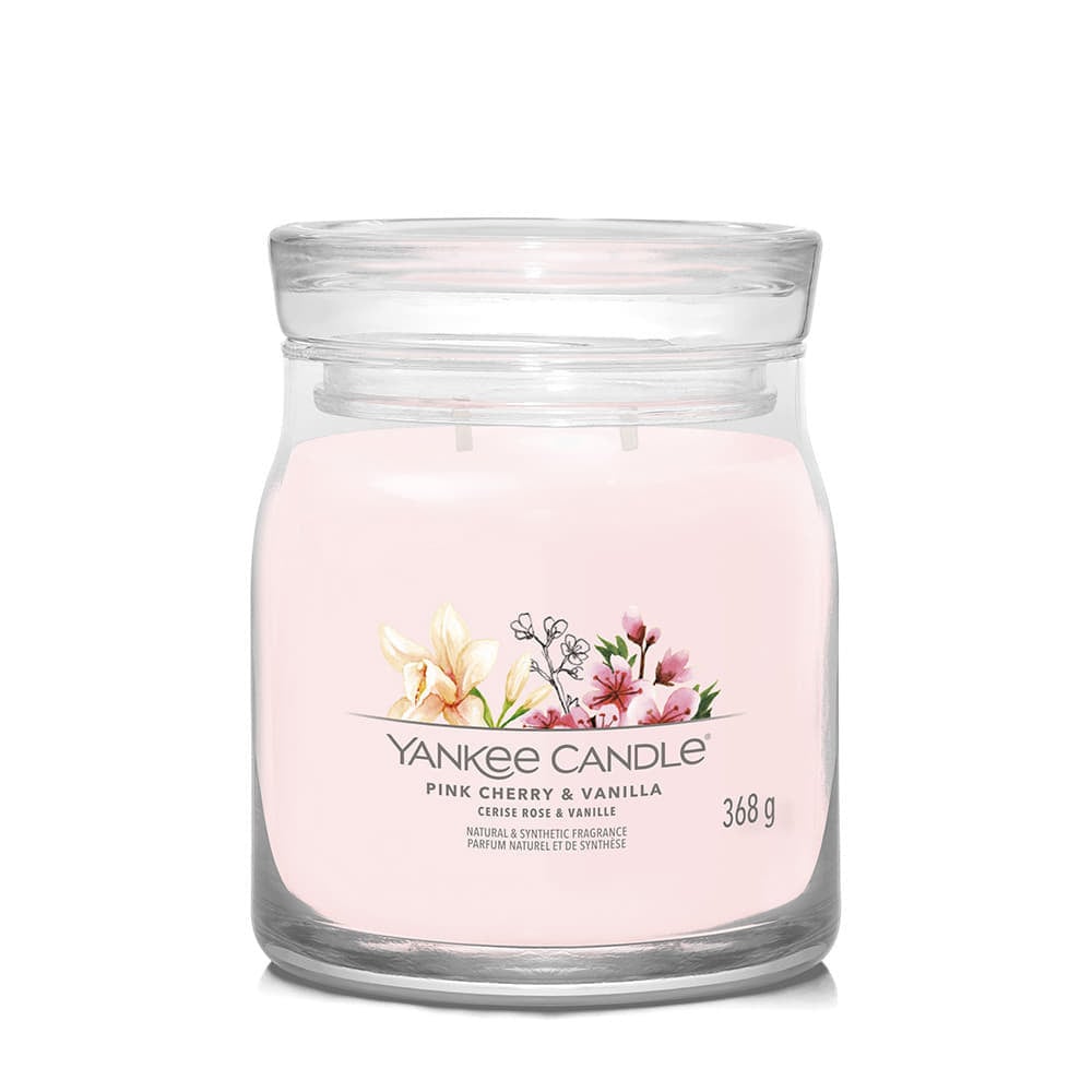 Sviečka Yankee Candle Signature Medium Jar Pink Cherry & Vanilla Natural & Synthetic Fragrance 2 Wicks 368g Ružová | 40494, 1