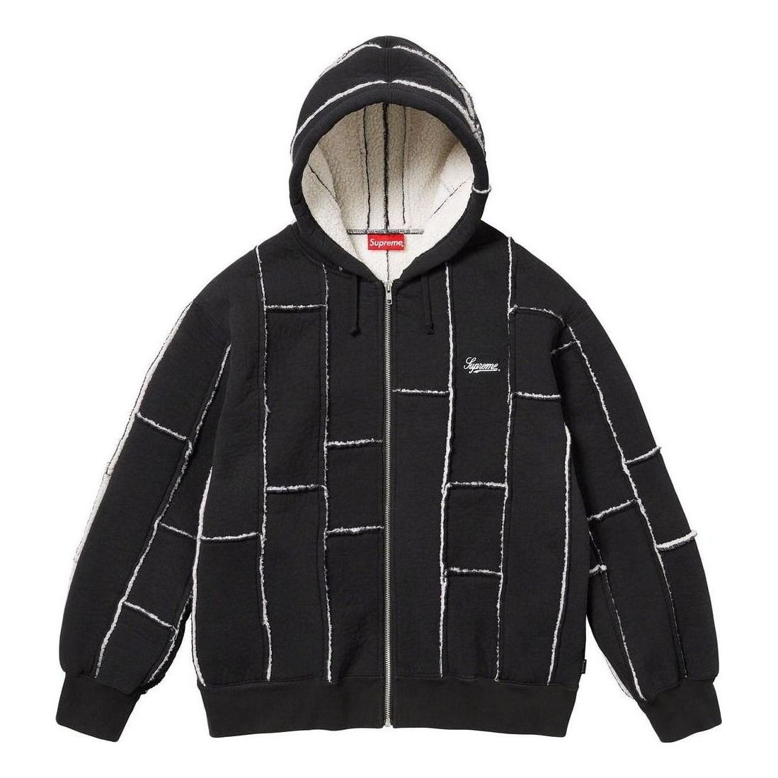 Mikina Supreme Faux Shearling Zip Up Hooded Sweatshirt Čierna | SUP-FW23-218, 0