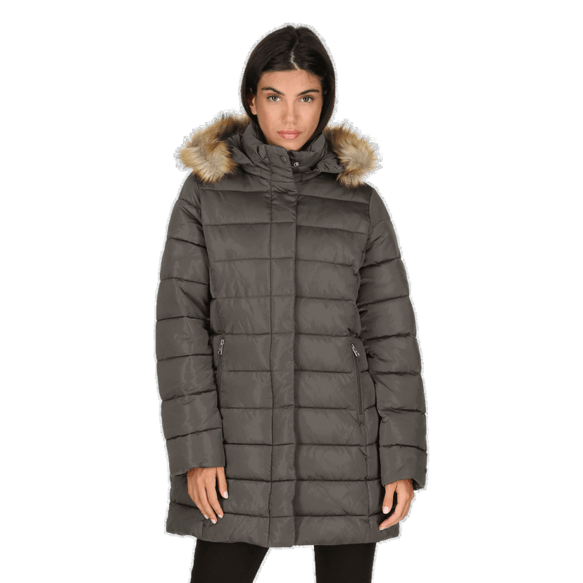 Prešívaná bunda Champion Hooded Polyfilled Puffer Jacket with Faux Fur Trim Šedá | 112161-ES509