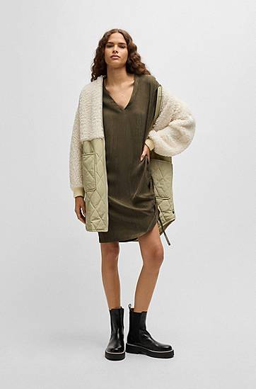 Šaty BOSS Midi Dress with Drawcord Zelené | 50524225, 1