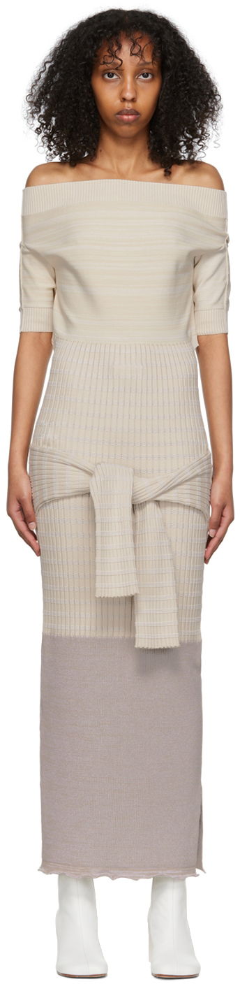 Šaty Maison Margiela Off Shoulder Maxi Dress Béžová | S62CT0189 S17970, 0