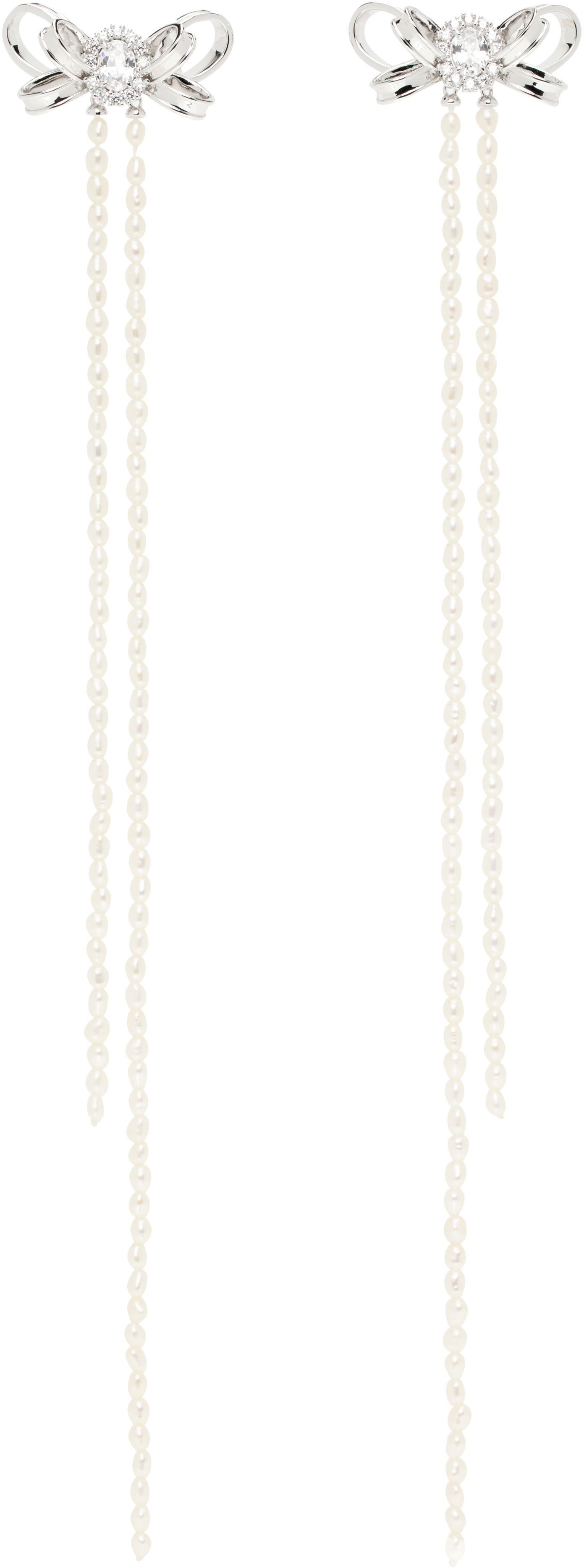 Náušnice SHUSHU/TONG YVMIN Edition Curly Bow Pearl Tassel Earrings Biela | 24719SLV00DN2, 0