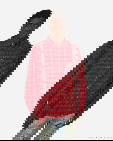 Košeľa Needles 7 Cuts Flannel Wide Shirt Over Dye Červená | NS305 A002, 1