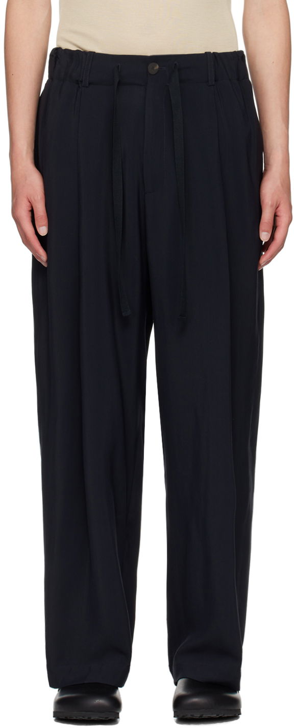 Nohavice Studio Nicholson Studio Nicholson Noam Pleated Trousers Navy | NOAM SNM - 1186, 0