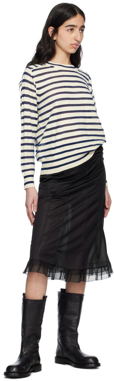 Sveter Comme des Garçons Comme Des Garçons Horizontal Stripe Cotton Sweater Biela | TO-N007-S25, 3