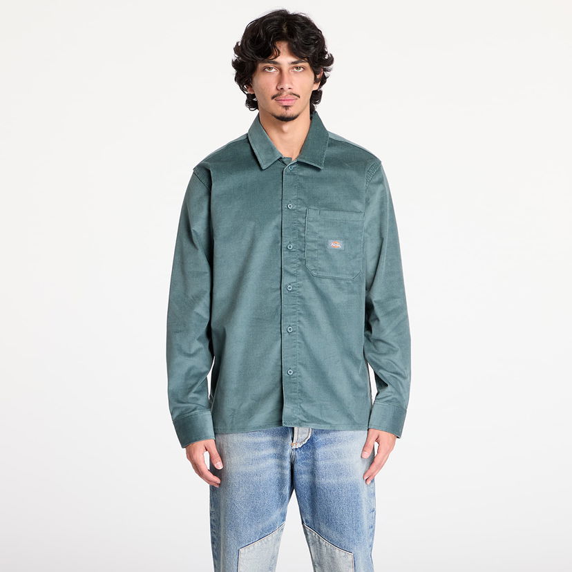 Košeľa Dickies Corduroy Long Sleeve Shirt Zelené | DK0A86520LN1