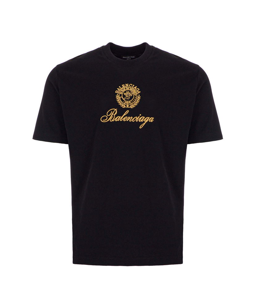 Tričko Balenciaga Qixi Crest Medium Fit T-Shirt Čierna | 612966TMVL41075