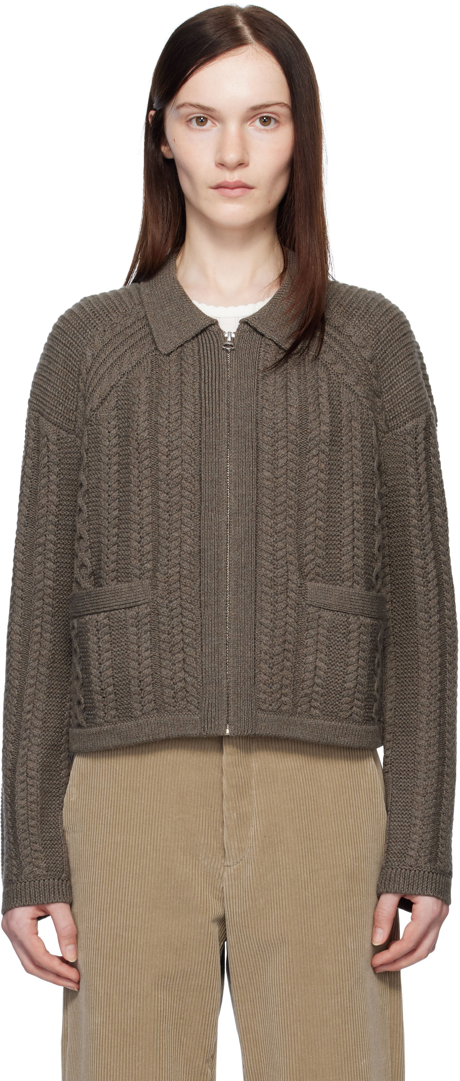 Sveter rag & bone rag & bone Kerry Cable-Knit Cardigan Hnedá | WAS24H023BV23, 0