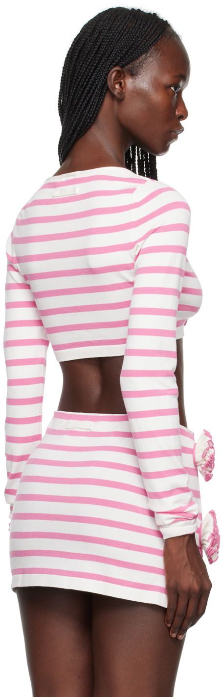 Gaultier 'The Flower' Striped Long Sleeve Crop Top