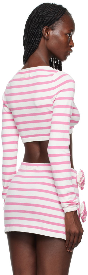 Crop Top Jean Paul Gaultier Gaultier 'The Flower' Striped Long Sleeve Crop Top Ružová | 23/12-F-PL029-M048-0321, 2