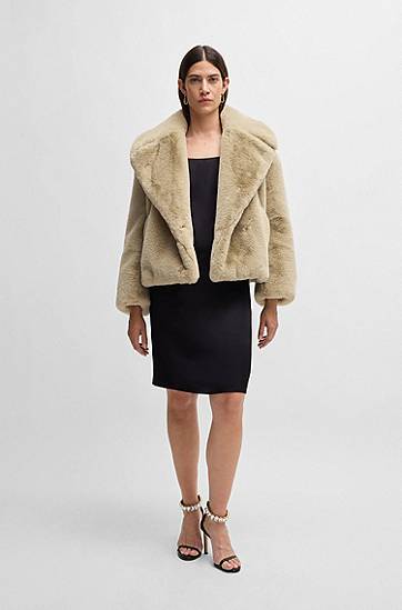 Bunda BOSS BOSS Cropped Teddy Coat Béžová | 50524986, 1