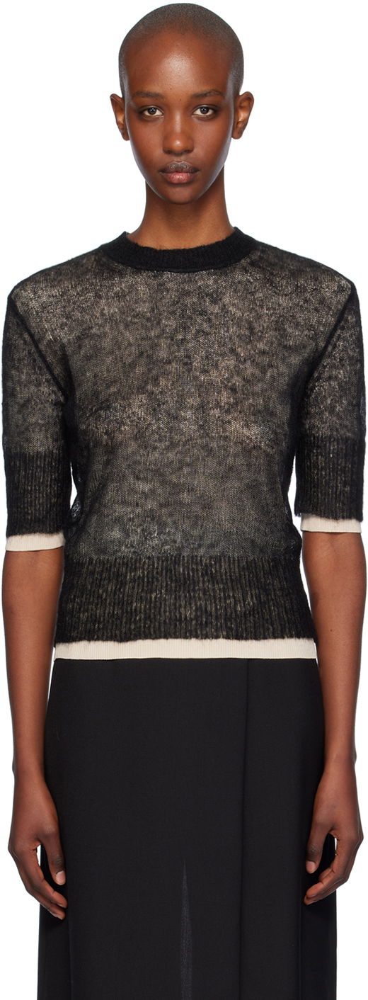 Sveter BOSS Sheer Sweater Čierna | 50523754, 0