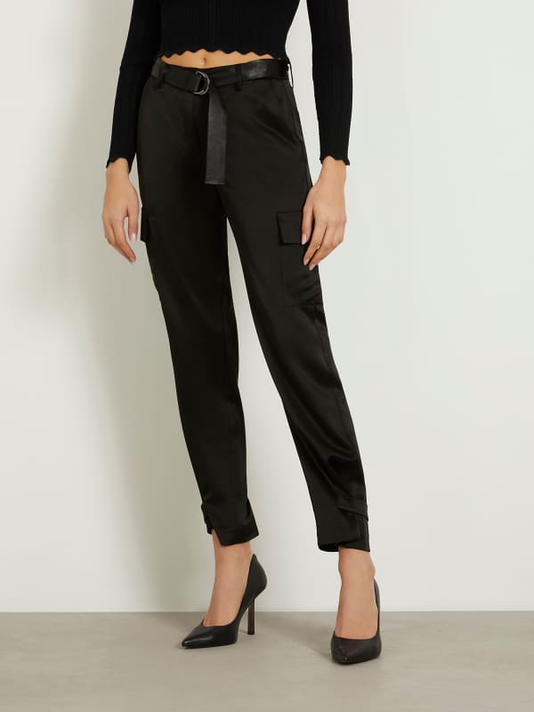 Legíny GUESS Satin Cargo Pant Čierna | W4GB50WG7C0, 0