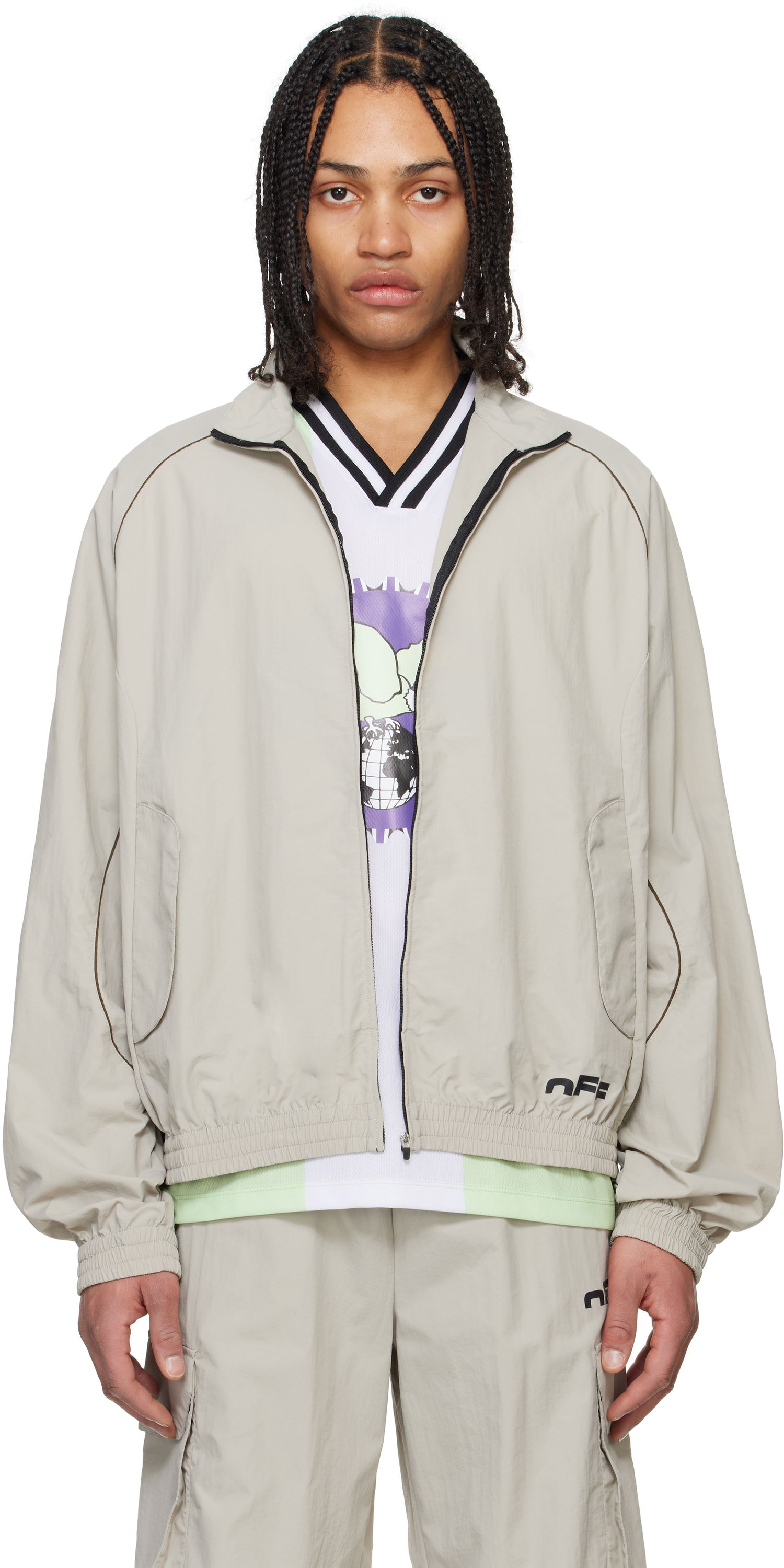 Vetrovka Off-White Off-White Split Track Jacket Béžová | OMBD05AS25FAB0010500, 0