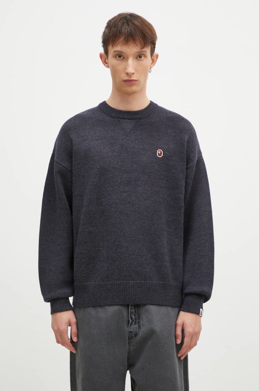Sveter BAPE One Point Logo Knit Sweater Modrá | 1K80120305, 0