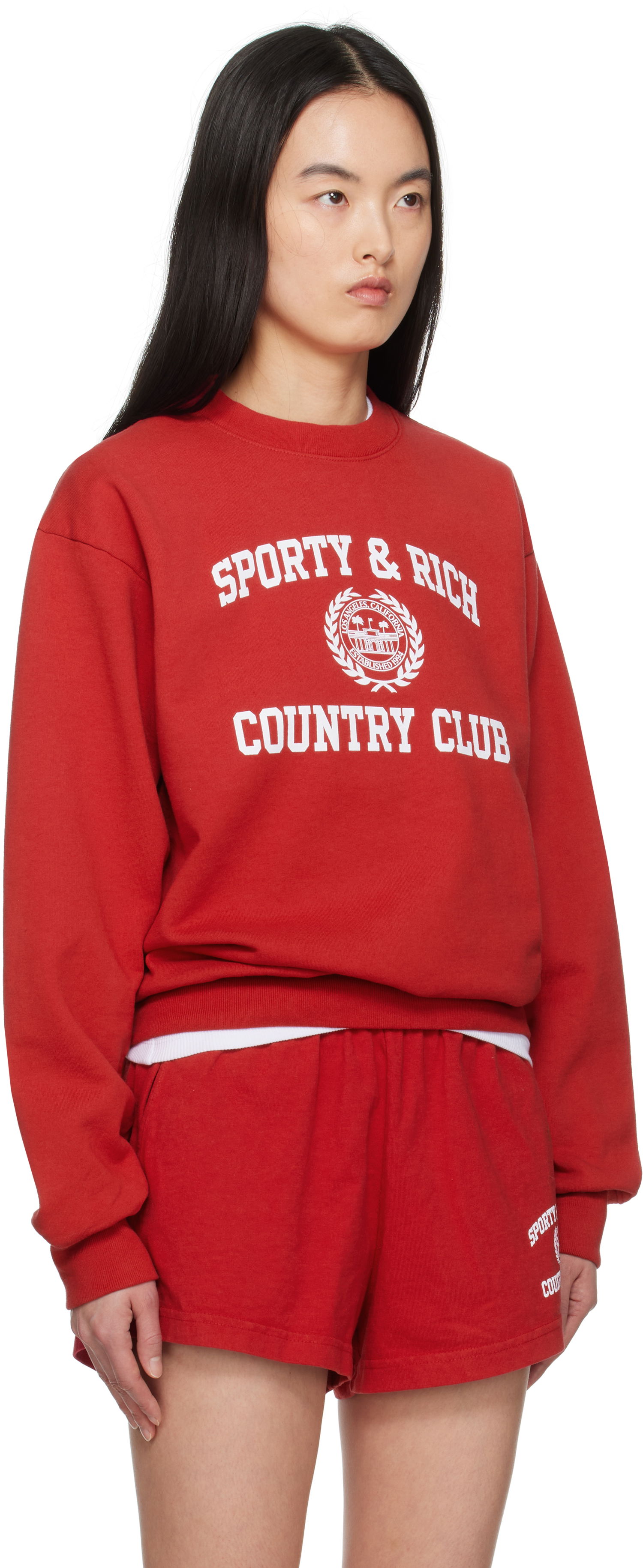 Sveter Sporty & Rich Sporty & Rich Varsity Crest Crewneck Sweatshirt Červená | ST071606218RE15, 1
