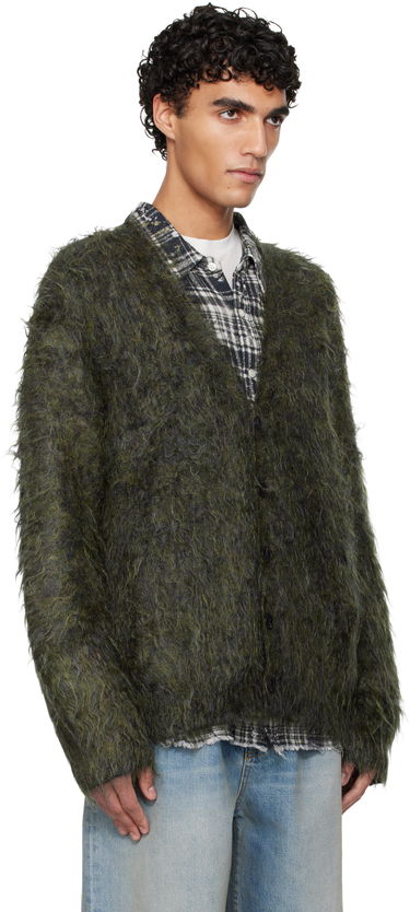 Sveter R13 Shaggy Relaxed-Fit Cardigan Zelené | R13WY200-Y206A, 1