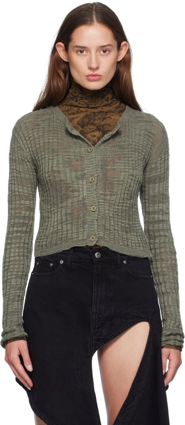 Sveter Acne Studios Green Wide Rib Cardigan Šedá | A60515-, 0