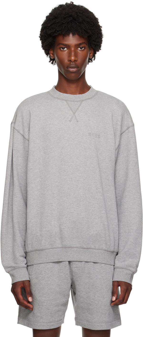 Mikina BOSS Relaxed-Fit Sweatshirt Šedá | 50521876, 0