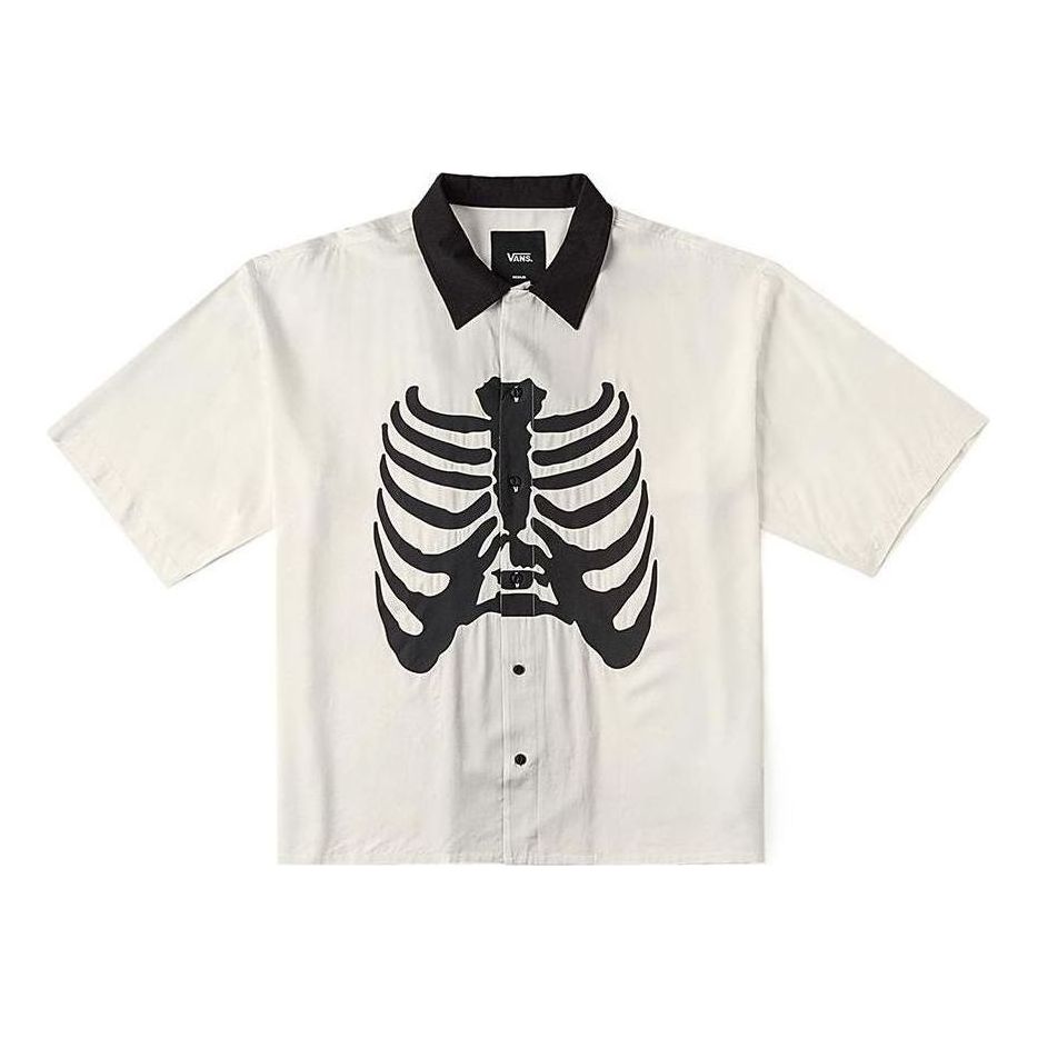 Košeľa Vans Skeleton Print Short Sleeve Shirt Biela | VN000JHHFS8, 0