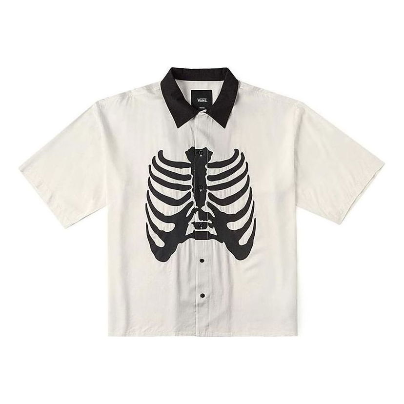Košeľa Vans Skeleton Print Short Sleeve Shirt Biela | VN000JHHFS8