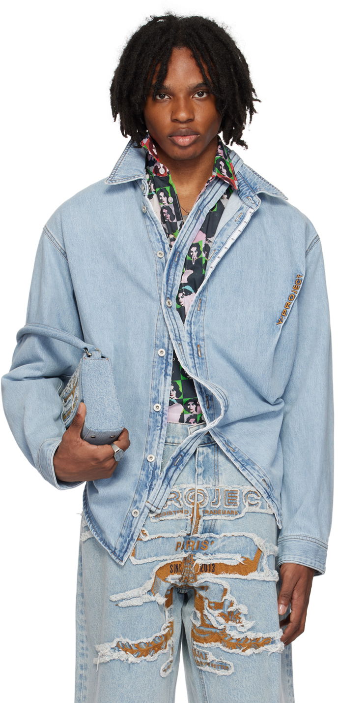 Košeľa Y/PROJECT Hook & Eye Denim Shirt Modrá | 207SI004, 0