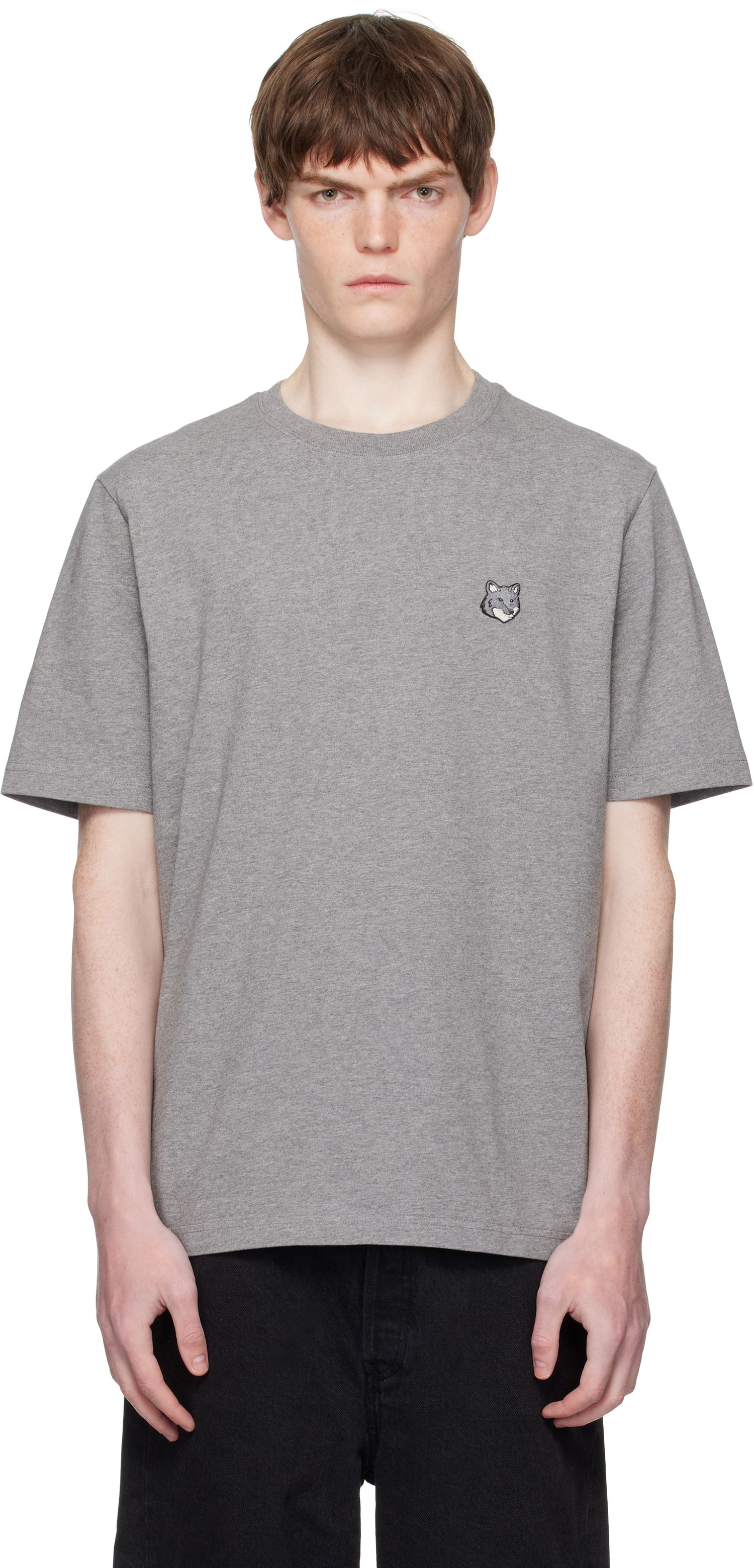 Tričko MAISON KITSUNÉ Maison Kitsuné Fox Head Patch Comfort T-Shirt Šedá | PM00108KJ7025, 0