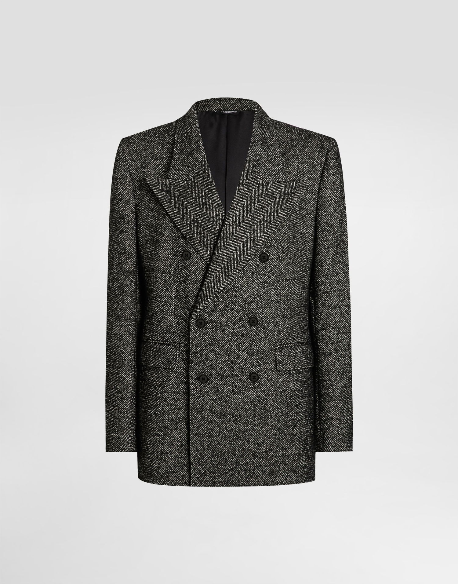 Bunda Dolce & Gabbana Dolce & Gabbana Double-Breasted Chevron Wool Jacket Čierna | G2VT6TFCBAJS8030, 0