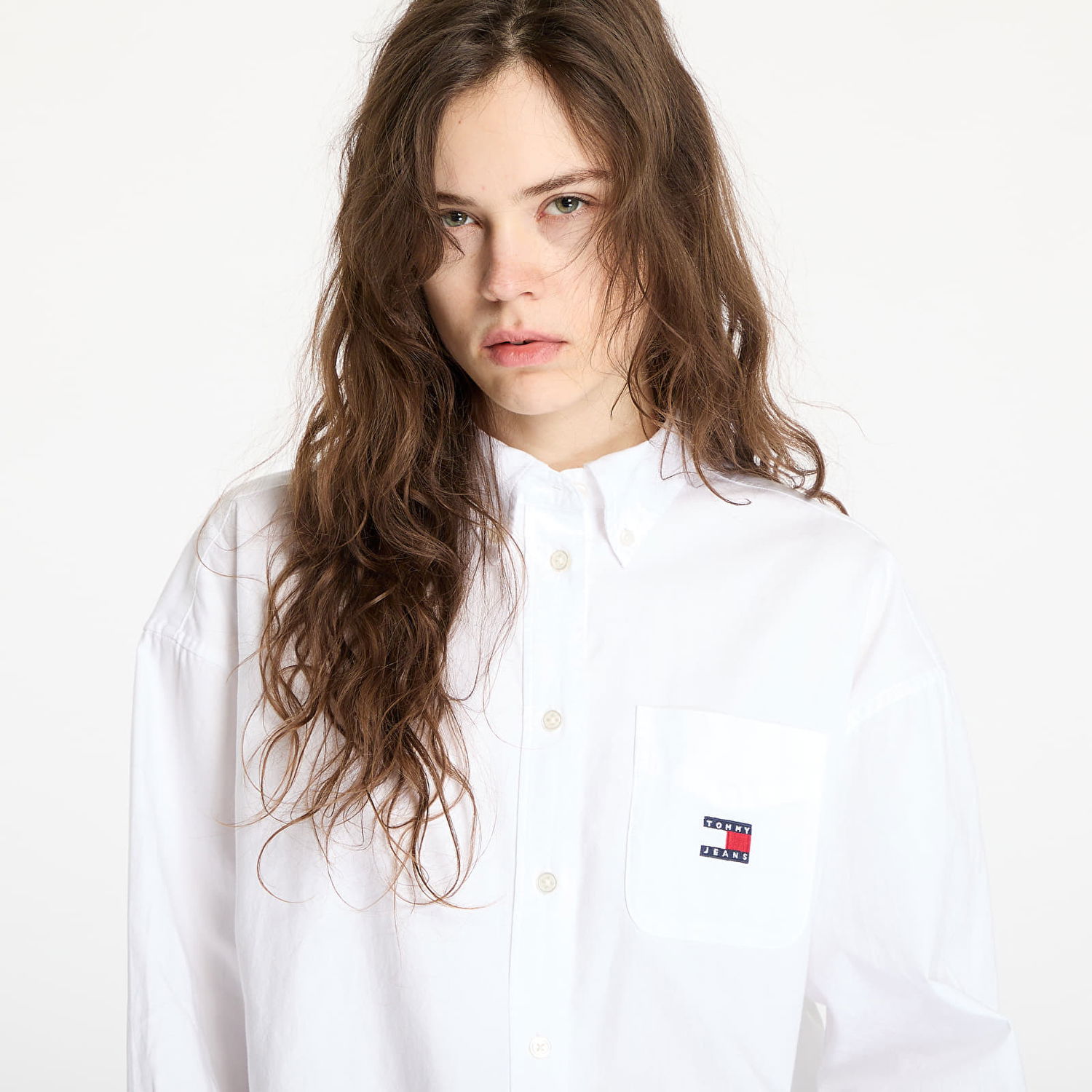 Košeľa Tommy Hilfiger Tommy Jeans Oversized Badge Oxford Shirt Biela | DW0DW20289 YBL, 1