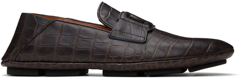 Oblečenie Dolce & Gabbana Dolce&Gabbana Calfskin Driver Loafers Hnedá | A50583AA446