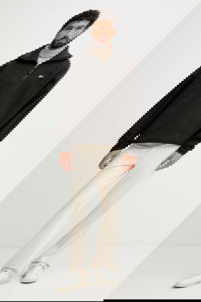 Mikina Lacoste Teddy Fleece Half-Zip Pullover with Stand-Up Collar Hnedá | SH5500, 1