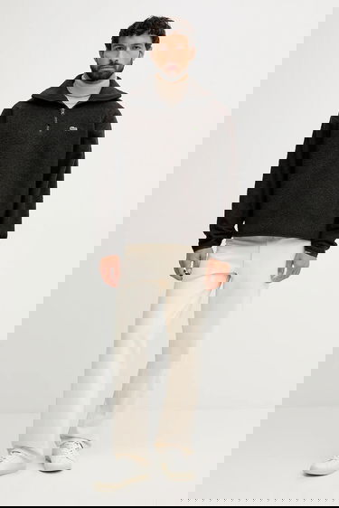 Mikina Lacoste Teddy Fleece Half-Zip Pullover with Stand-Up Collar Hnedá | SH5500, 1