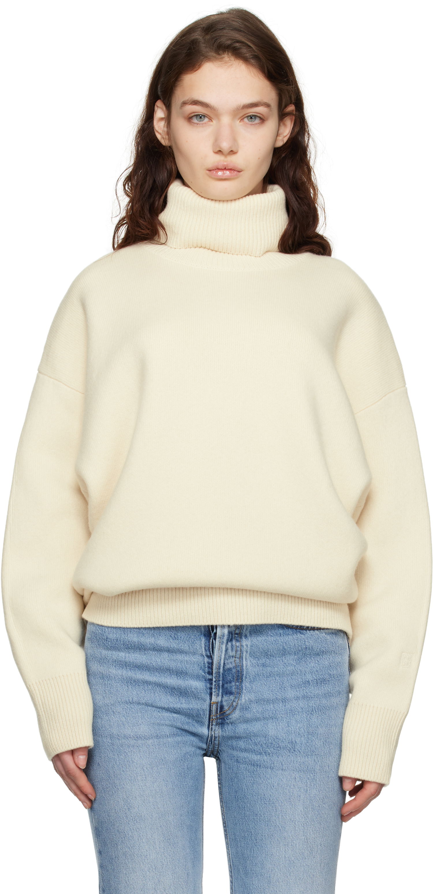 Sveter TOTEME TOTEME Double-Knit Turtleneck Sweater Béžová | 251-WRT4629-YA0132, 0