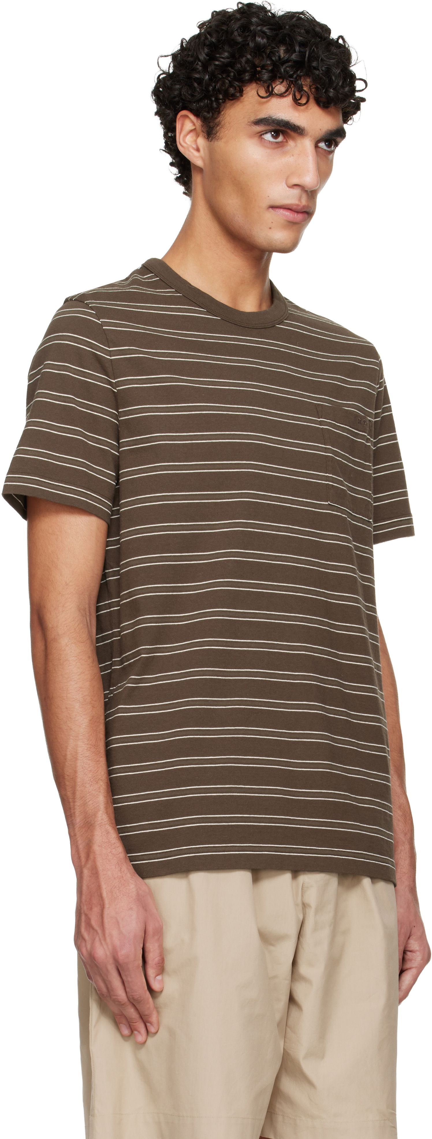 Tričko A.P.C. Striped Pocket T-shirt Hnedá | COHLV-H26534, 1