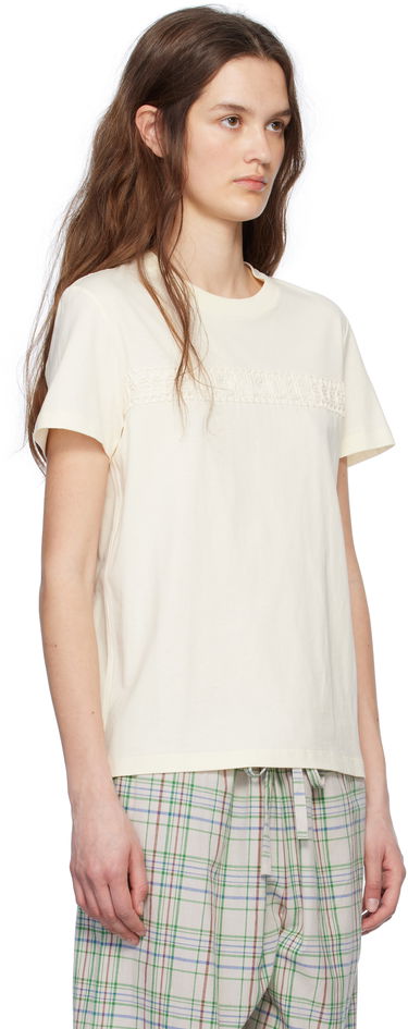 Tričko Moncler Moncler Short Sleeve T-Shirt with Lace Detail Žltá | K10938C0004489AUO, 1