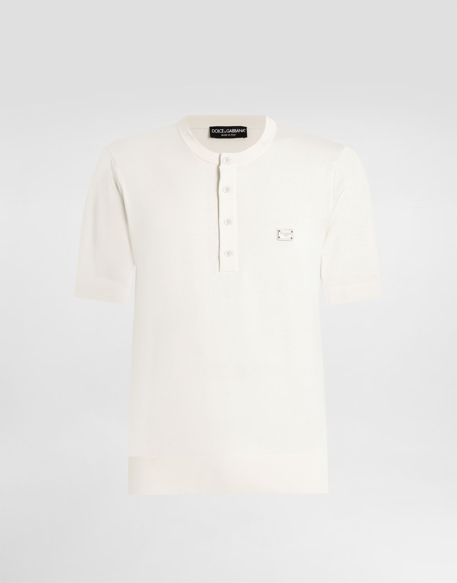 Tričko Dolce & Gabbana Dolce & Gabbana Knitted Cotton Henley T-Shirt Biela | GXX04TJBCE9W0111, 0