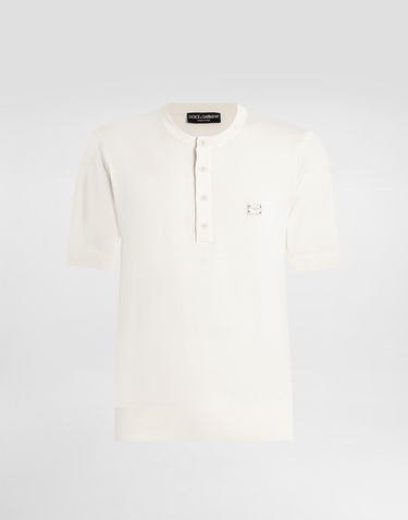 Tričko Dolce & Gabbana Dolce & Gabbana Knitted Cotton Henley T-Shirt Biela | GXX04TJBCE9W0111, 0