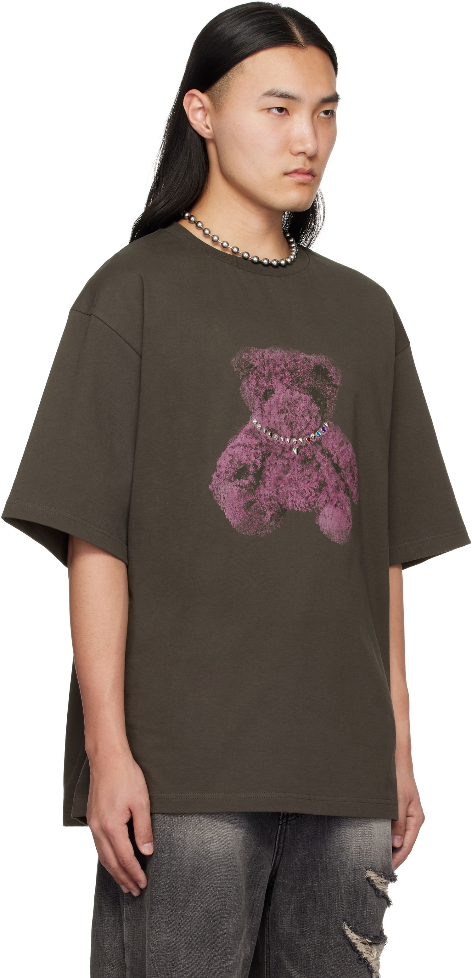 Tričko We11done We11done Pearl Bear Graphic T-Shirt Hnedá | WD-TT0-25-757-U-CH, 1