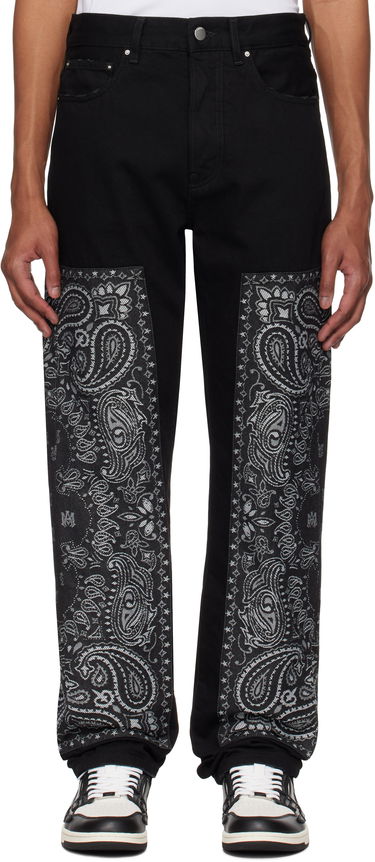 Džínsy AMIRI AMIRI Bandana Jacquard Paneled Straight Jeans Čierna | AMDNGH1060, 0