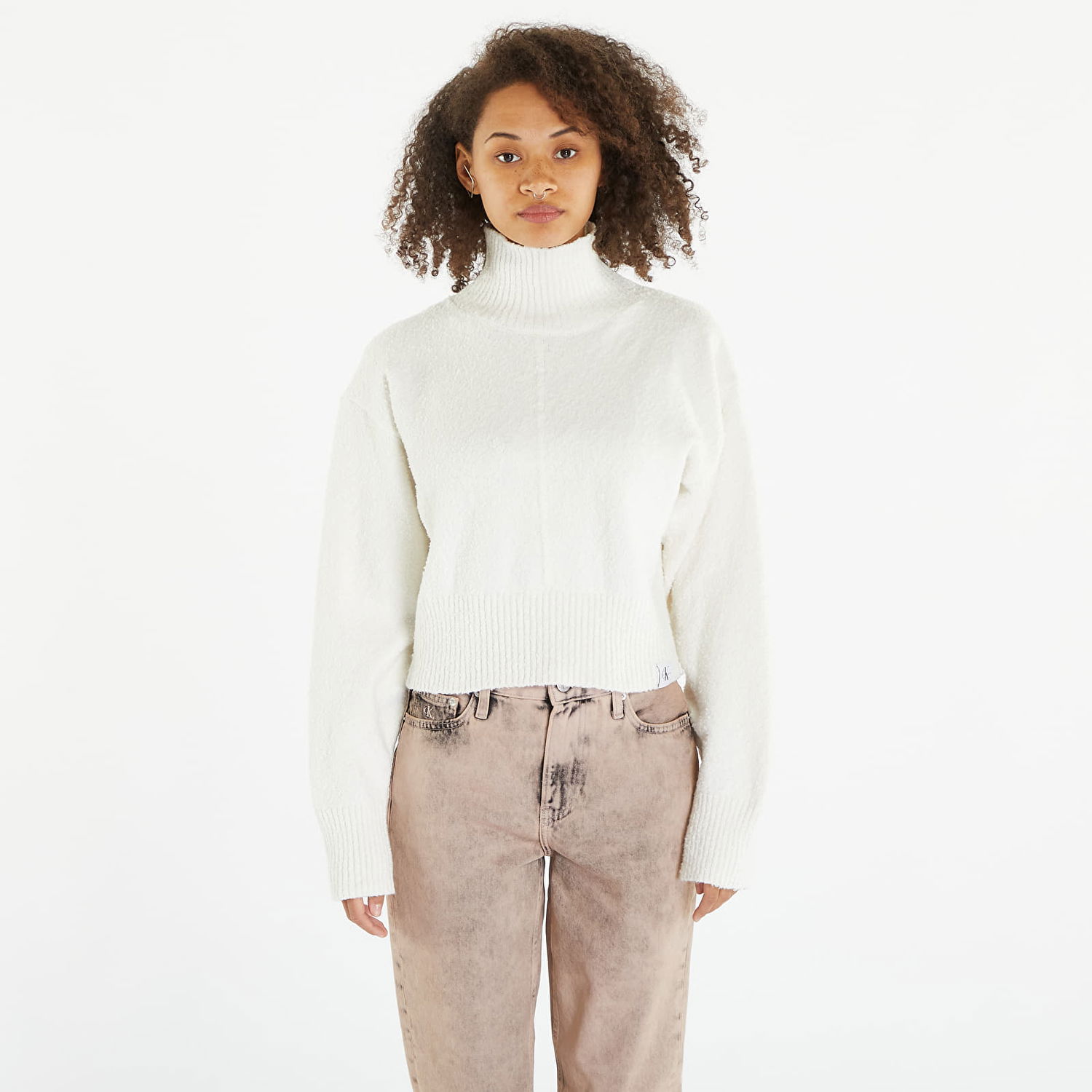 Sveter CALVIN KLEIN Boucle High Neck Sweater Biela | J20J221972 YBI, 0