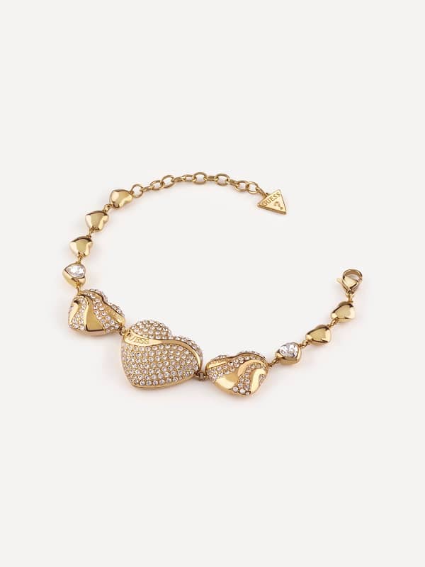 Náramok GUESS Gold-Tone Heart Bracelet Metalická | JUBB04488JW
