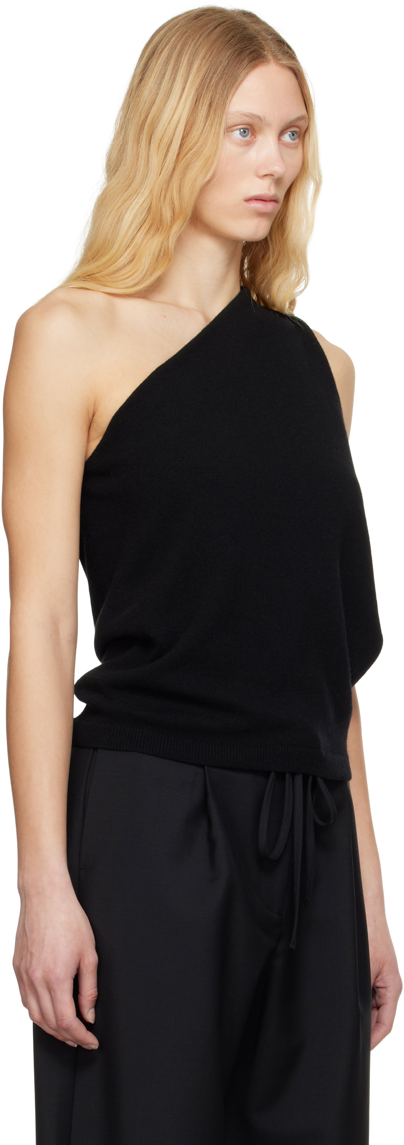 Tielko Róhe Róhe Sculptural Knitted One-Shoulder Top Čierna | 415-23-336, 1