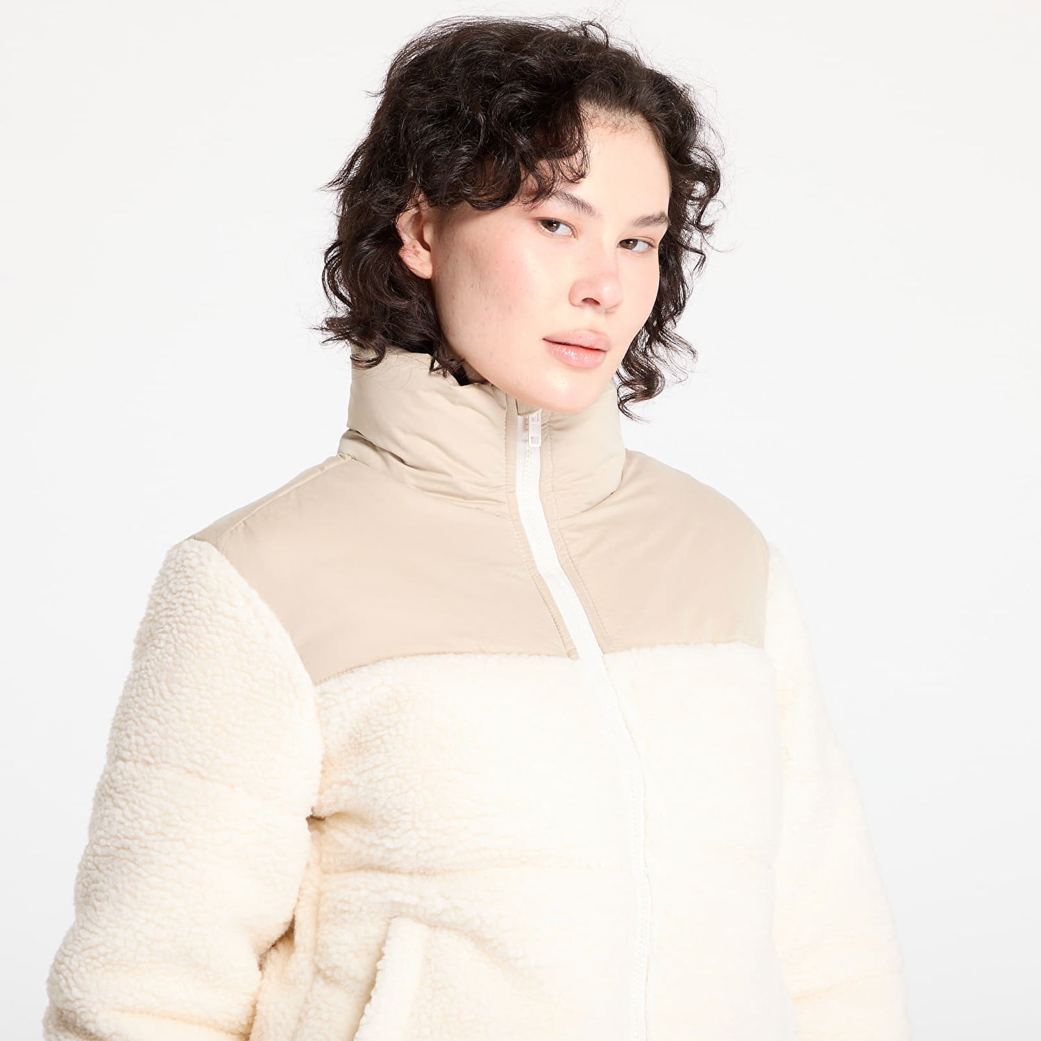 Prešívaná bunda Urban Classics Sherpa Mix Puffer Jacket Béžová | TB6147-04737, 1