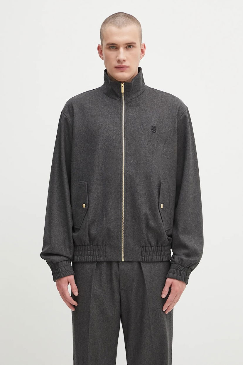 Bomber bunda Drôle de Monsieur Drôle de Monsieur La Trackjacket Flanelle Wool Bomber Jacket Šedá | H.JT234.WV008