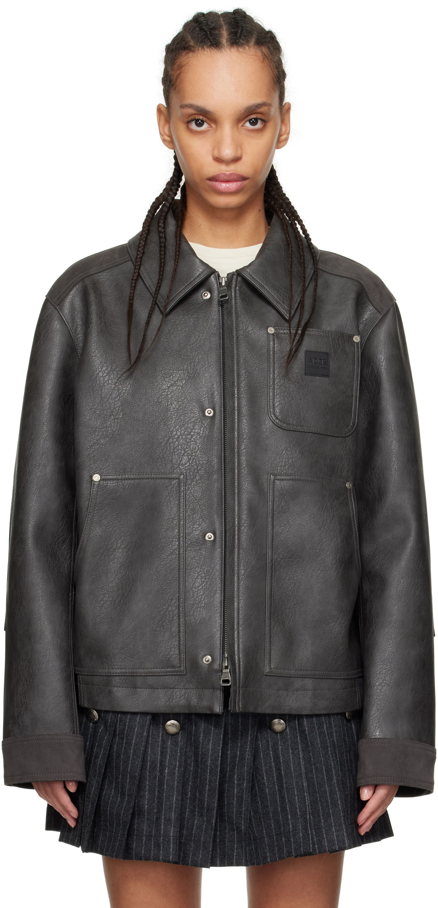 Bunda Andersson Bell Andersson Bell Carpenter Faux-Leather Jacket Šedá | awa682m, 0