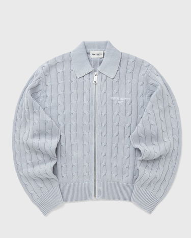 Sveter Carhartt WIP Carter Cable Knit Zip Sweater Jacket Modrá | I035180-0N1.GD, 0